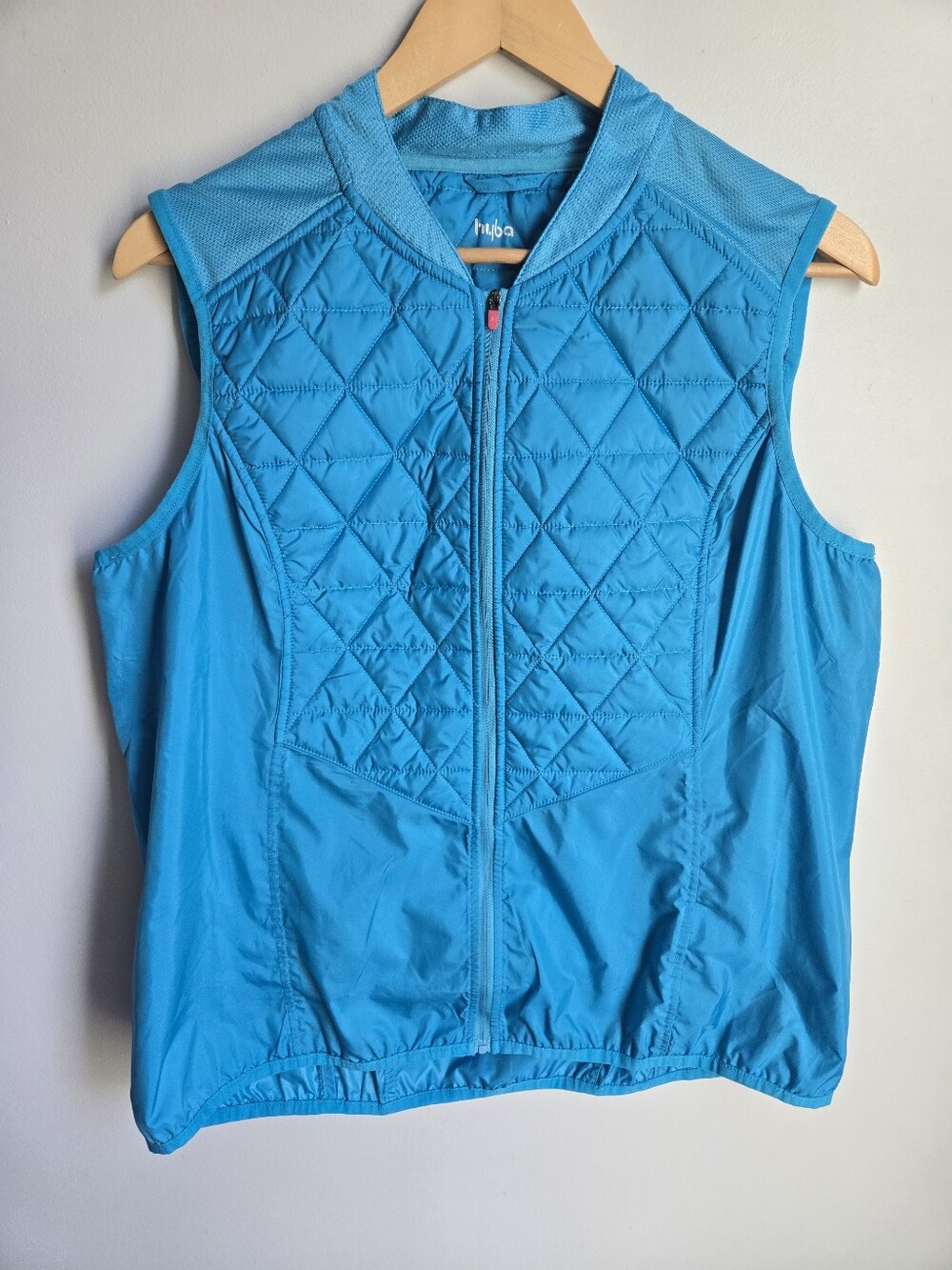 HYBA Quilted Active Zip Front Lightweight Vest - Bright Teal Blue